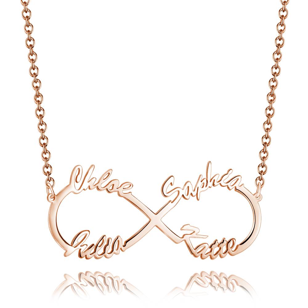 Collana Infinito 4 Nomi Argento S925 Famiglia Personalizzato idea mamma