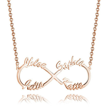 Collana Infinito 4 Nomi Argento S925 Famiglia Personalizzato idea mamma