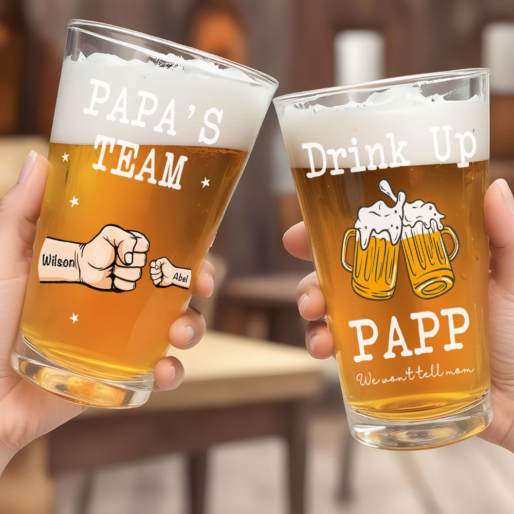 Bicchiere da Birra Personalizzato - "Bevi Papà, Non lo Diremo alla Mamma" - Regalo con Pugno per Papà e Nonno