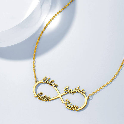 Collana Infinito 4 Nomi Argento S925 Famiglia Personalizzato idea mamma