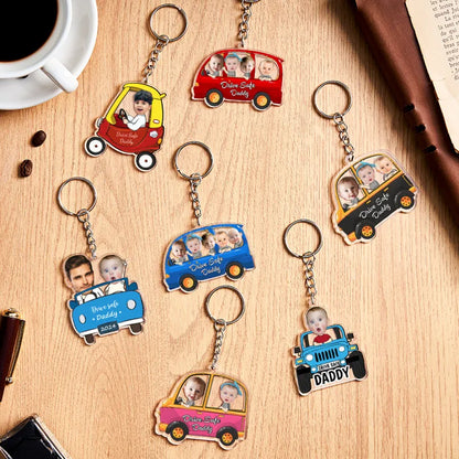 Portachiavi Personalizzato "Guida con Prudenza" - Portachiavi a Forma di Auto Personalizzato - Regalo per Papà