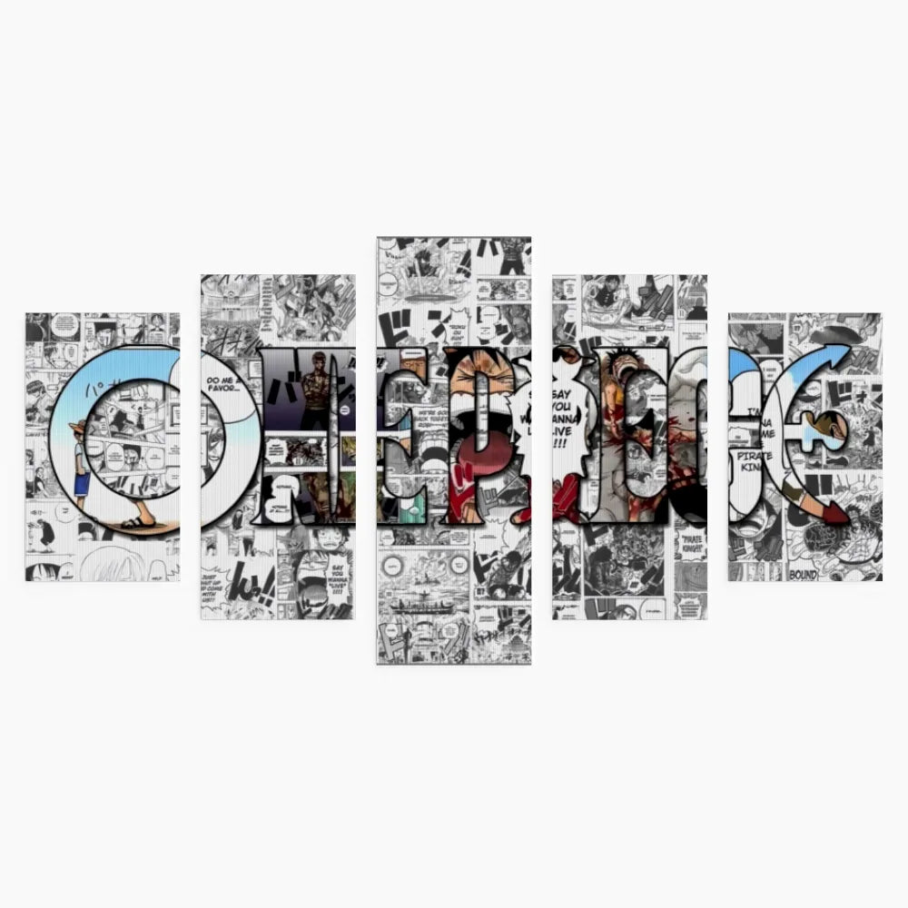 Quadri One Piece 5 Pezzi Set Canvas Multipannello Anime Manga da Parete