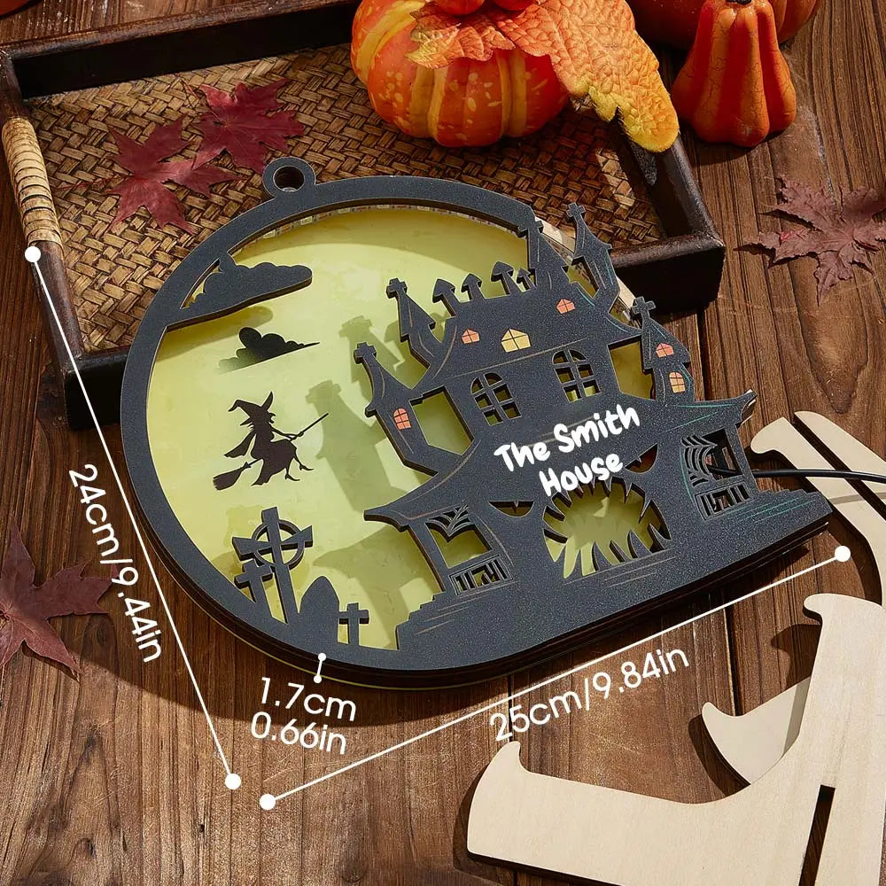 Luce Notte Halloween Personalizzata con Nome Cognome Famiglia Lampada LED Decorazione