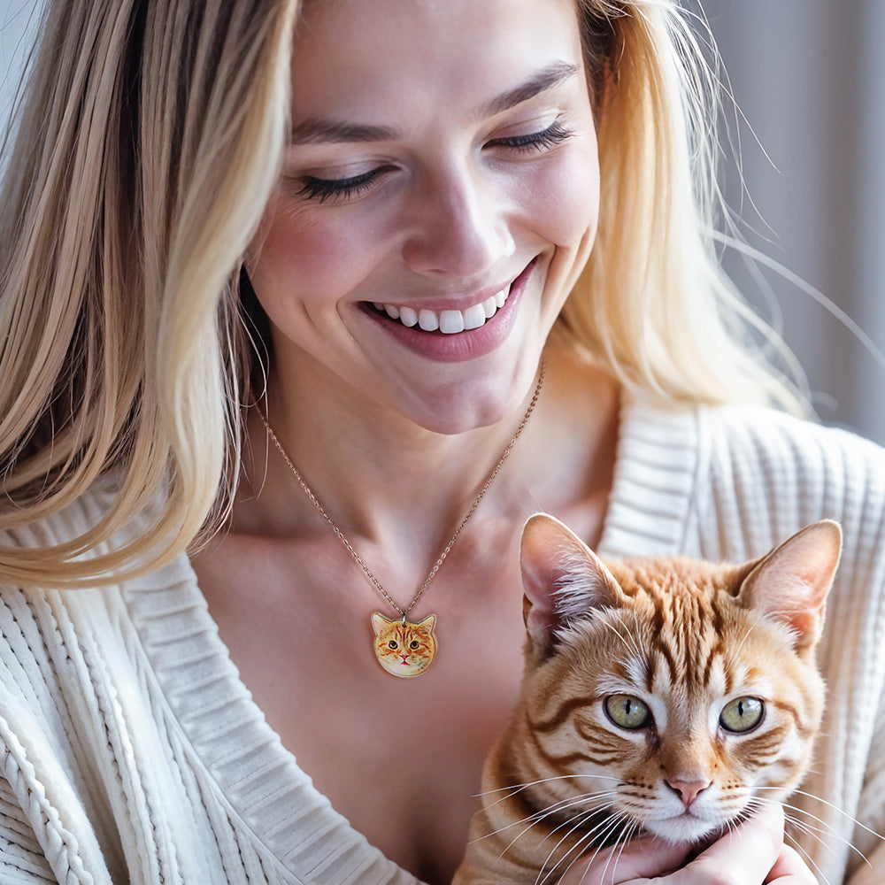 Collana con Ritratto Personalizzato del Tuo Animale – Gioiello Unico Inciso a Mano – Regalo Perfetto per Amanti degli Animali