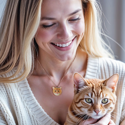 Collana con Ritratto Personalizzato del Tuo Animale – Gioiello Unico Inciso a Mano – Regalo Perfetto per Amanti degli Animali