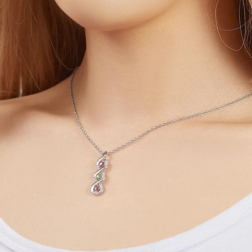 Collana Infinito "Legame Eterno" – Personalizzata con Nomi e Pietre di Nascita - idea regalo mamma