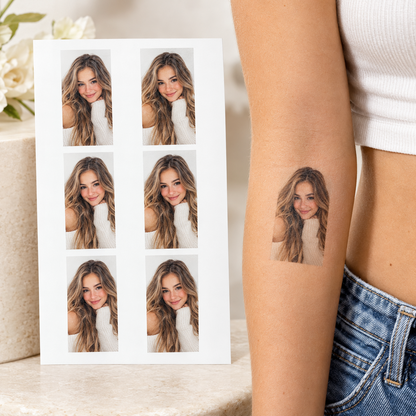 Tatuaggi Temporanei Personalizzati con Foto Foglio da 6 Sticker