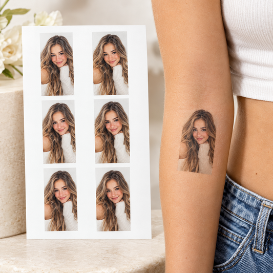 Tatuaggi Temporanei Personalizzati con Foto Foglio da 6 Sticker