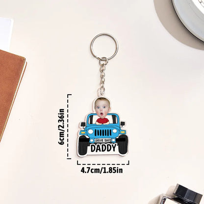 Portachiavi Personalizzato "Guida con Prudenza" - Portachiavi a Forma di Auto Personalizzato - Regalo per Papà