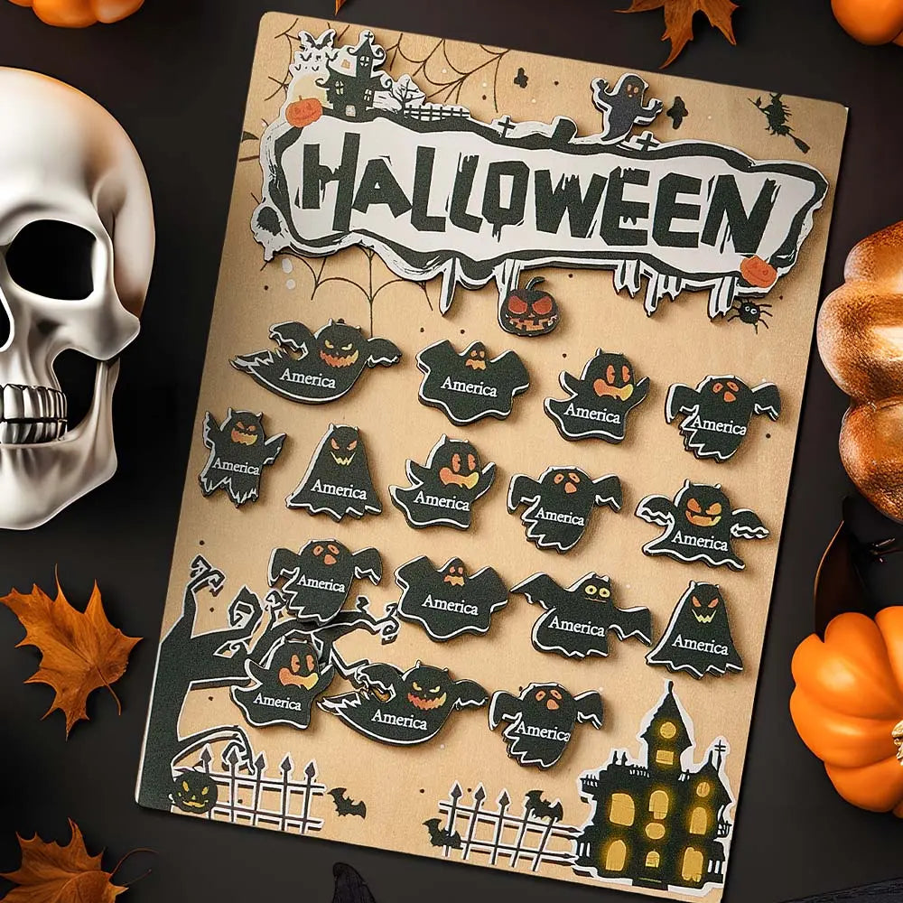 Targa Fantasmino in Legno Personalizzata Nome Regalo Decorazione Segnaposto Halloween