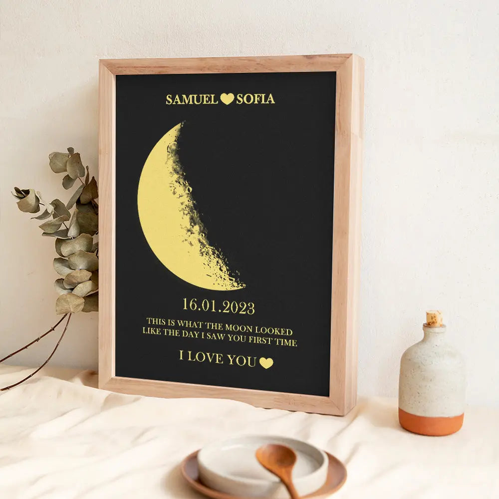 Cornice Fase Lunare Personalizzata con Nomi Regalo Coppia Lei Lui San Valentino Amore Natale Anniversario Compleanno