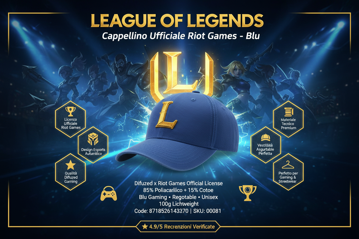 Cappellino League of Legends Blu Regolabile | Berretto Gaming Ufficiale