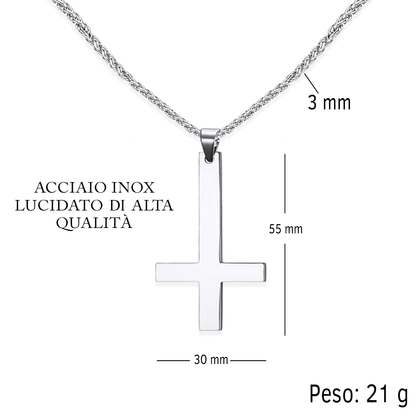 Collana Croce al Rovescio - A Mio Figlio, con Amore Mamma.