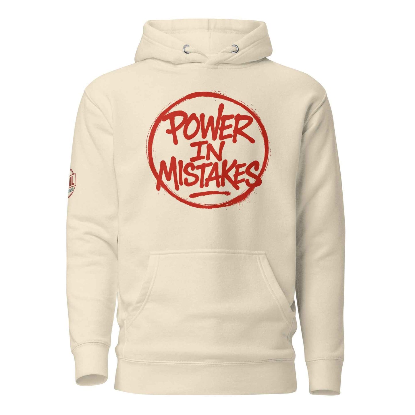 Felpa con Cappuccio Streetwear “POWER IN MISTAKES” 🔴 | FAIL – Manifesto di Coraggio e Stile