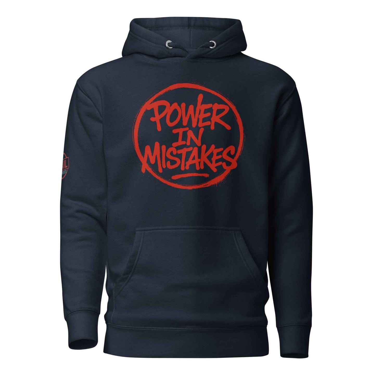 Felpa con Cappuccio Streetwear “POWER IN MISTAKES” 🔴 | FAIL – Manifesto di Coraggio e Stile