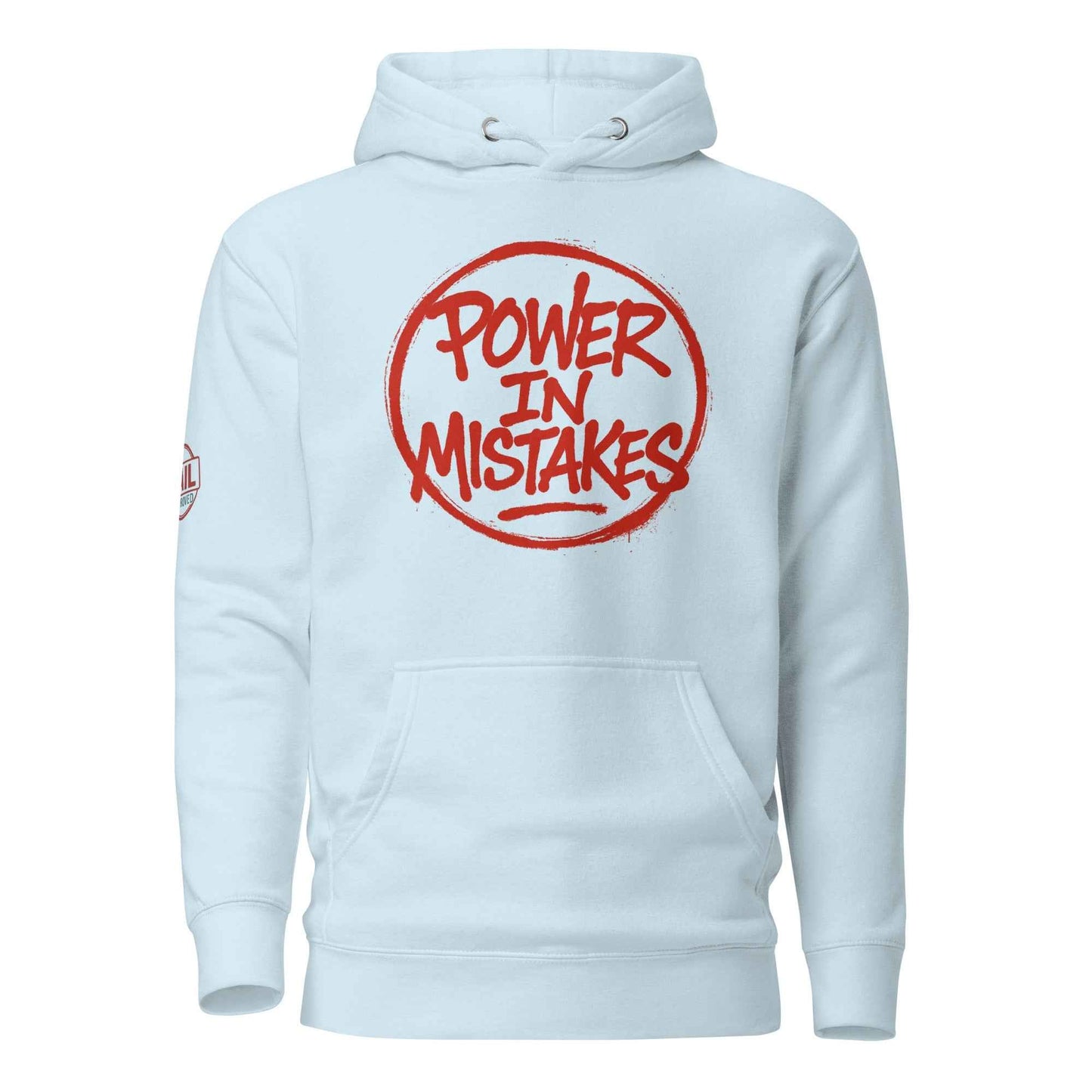 Felpa con Cappuccio Streetwear “POWER IN MISTAKES” 🔴 | FAIL – Manifesto di Coraggio e Stile