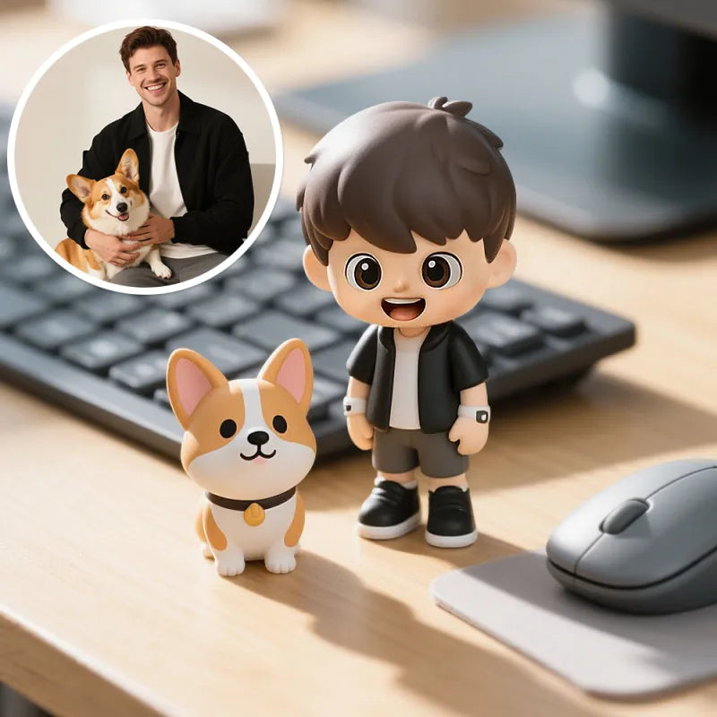 Mini Me 3D – La Tua Statuina Personalizzata da Scrivania - idea regalo Lui Lei Mamma Papà Nonni Animali domestici