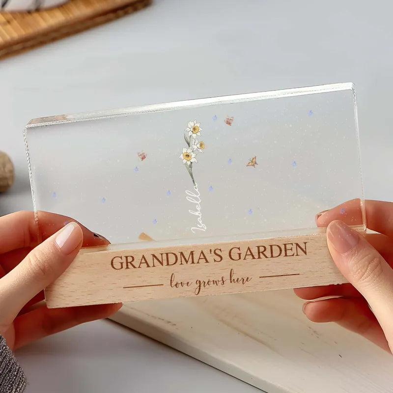 Lampada LED Giardino della Nonna con Fiori di Nascita Regalo Personalizzato