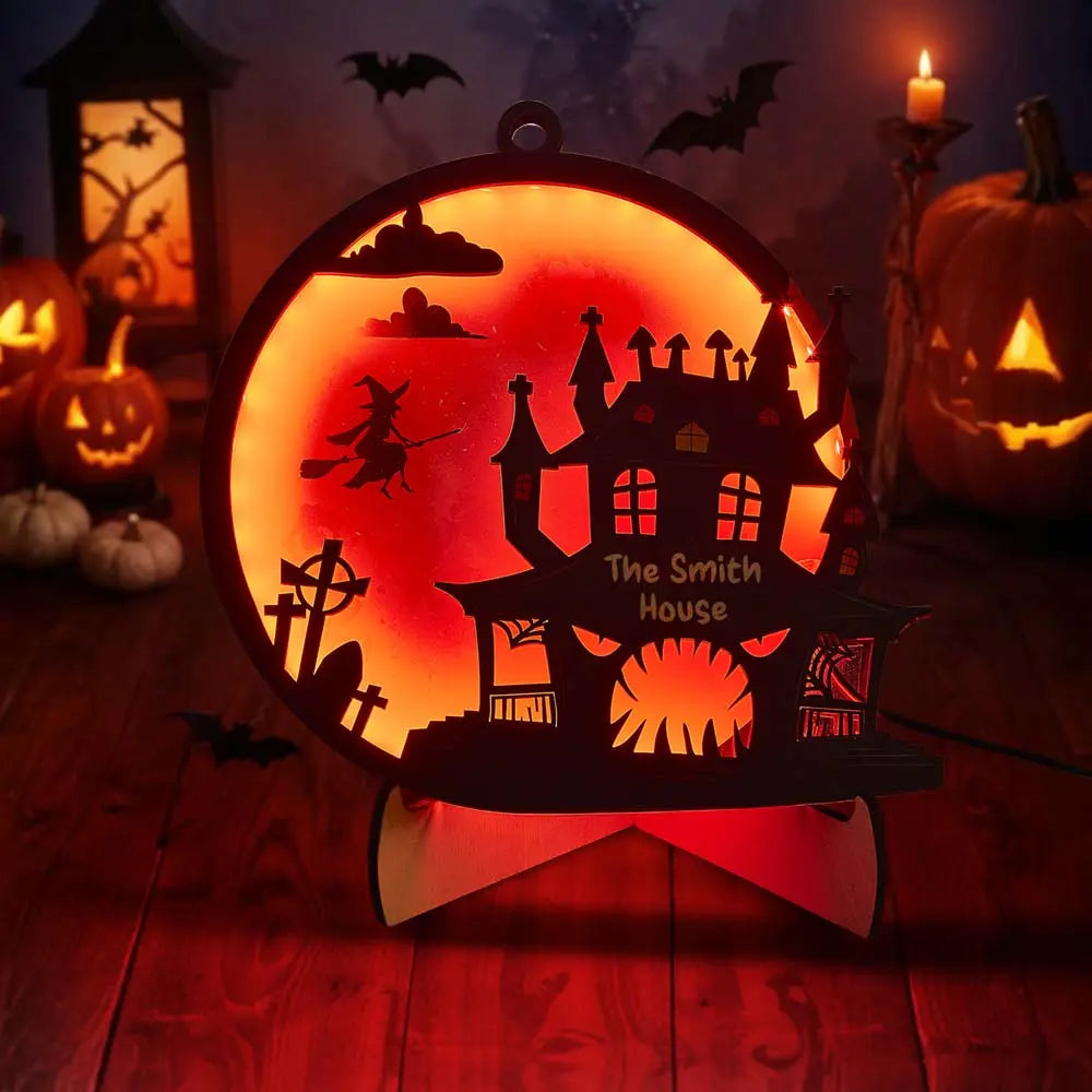 Luce Notte Halloween Personalizzata con Nome Cognome Famiglia Lampada LED Decorazione