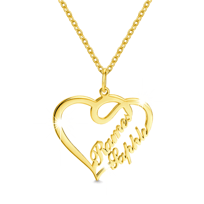 Collana personalizzata con due nomi e cuori intrecciati in argento sterling 925  - idea regalo festa della mamma