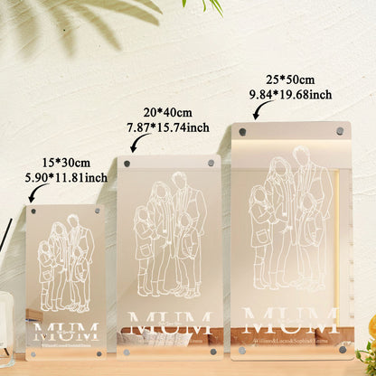 Specchio LED Personalizzato con Foto Silhouette stilizzate Regalo Mamma