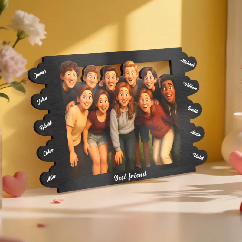 Cornice Personalizzata in Stile Cartoon con Foto e Nomi idea regalo lui lei mamma papà anniversario nonni nozze