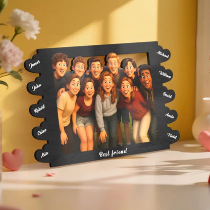 Cornice Personalizzata in Stile Cartoon con Foto e Nomi idea regalo lui lei mamma papà anniversario nonni nozze