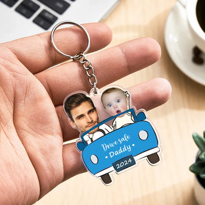 Portachiavi Personalizzato "Guida con Prudenza" - Portachiavi a Forma di Auto Personalizzato - Regalo per Papà