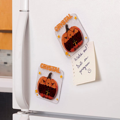 Magnete da Frigorifero Personalizzato Halloween con Nome Decorazione Casa Zucca