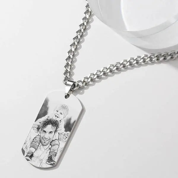 Collana Uomo Personalizzata con Foto e Incisione - idea regalo papà