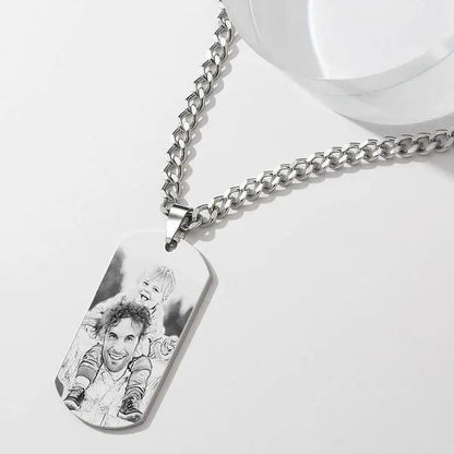 Collana Uomo Personalizzata con Foto e Incisione - idea regalo papà