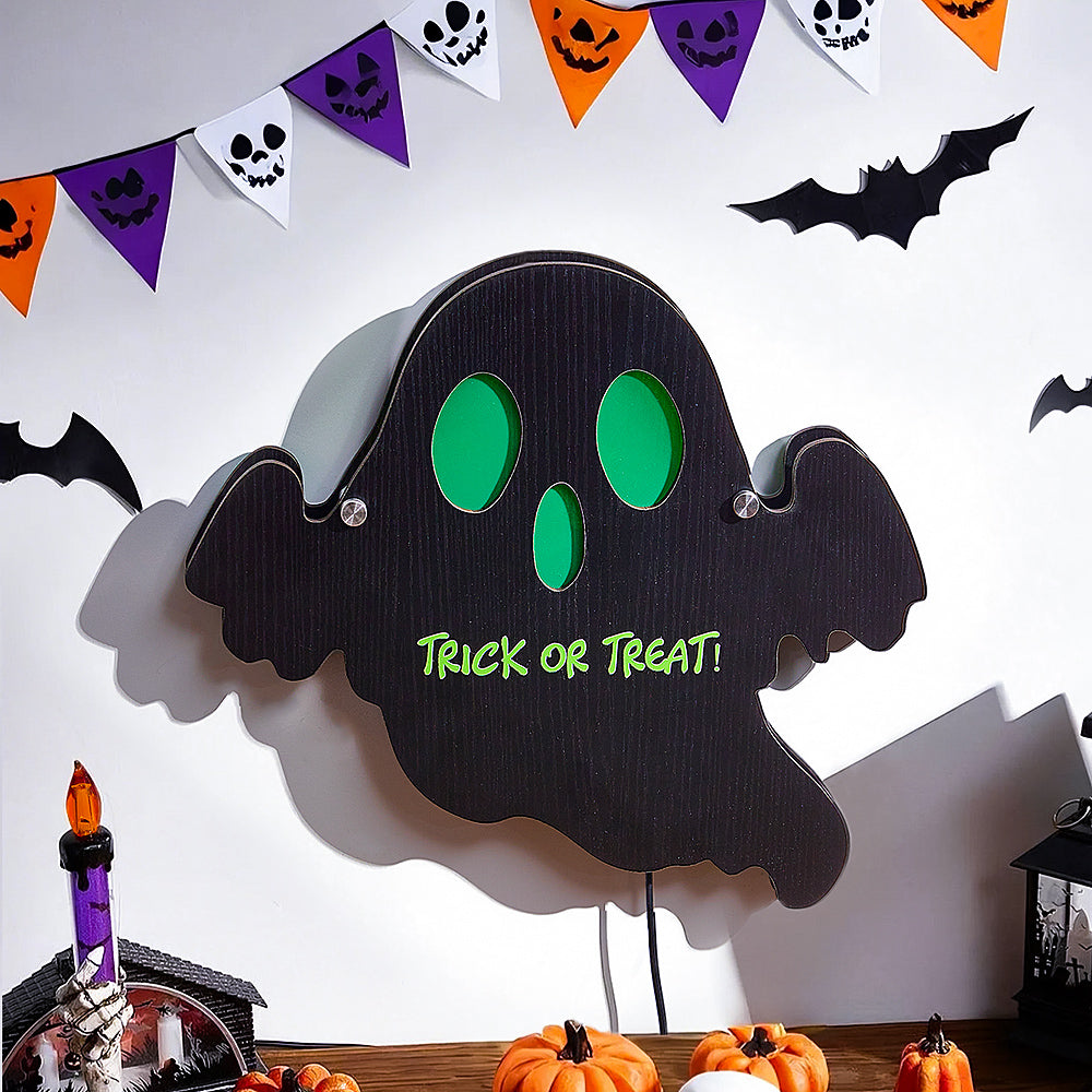 Luce Notturna Fantasmino Trick or Treat Personalizzata Nome Testo Frase Regalo Halloween