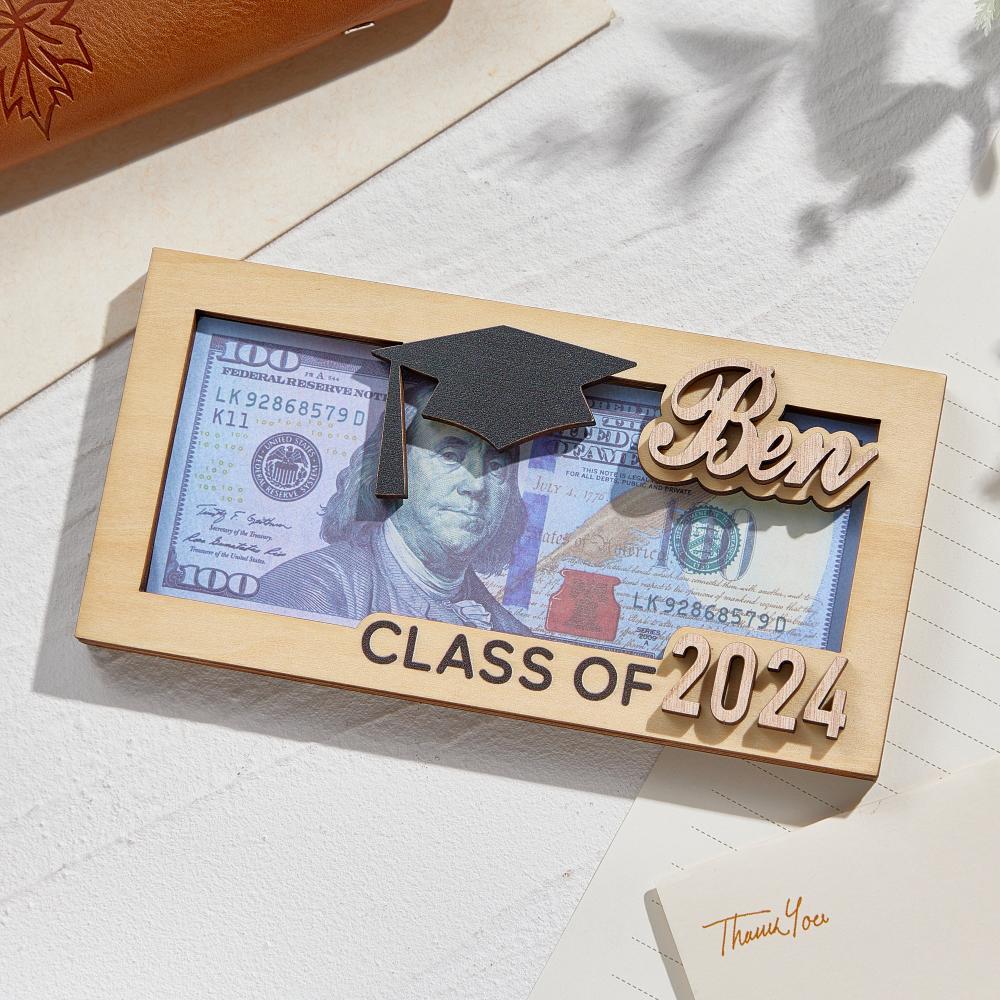 Porta Banconote Legno Personalizzato Laurea Regalo con Incisione Nome