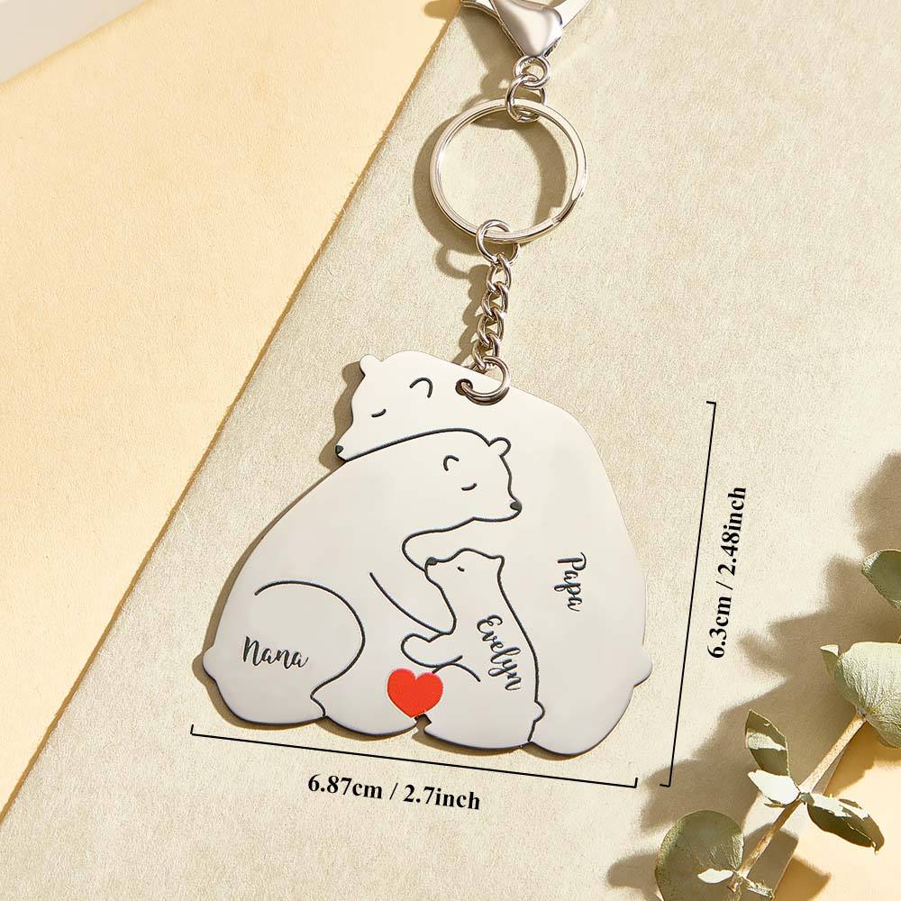 Portachiavi Personalizzato "Famiglia Orso" – Incisione Papa & Mama Bear – Regalo Unico per Genitori e Nonni