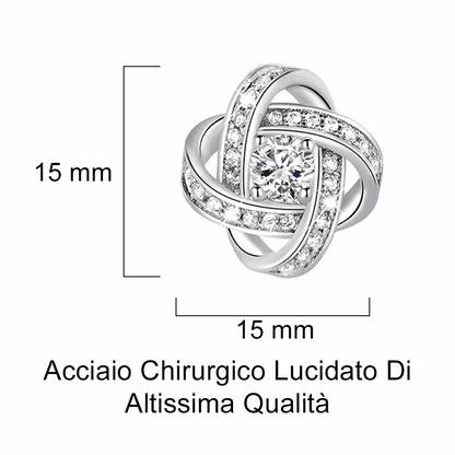 Orecchini Nodo con Pietra in Acciaio chirurgico - A mia Nipote