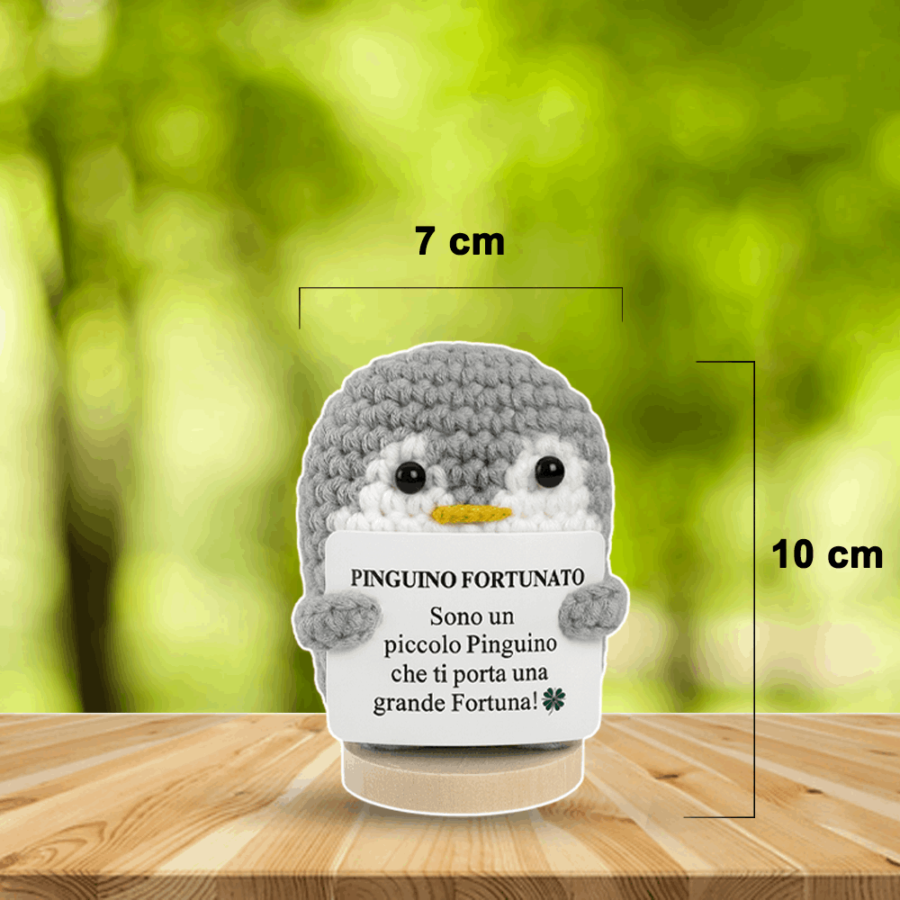 Peluche Crochet Con base in legno - Pinguino Fortunato