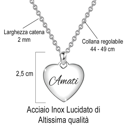 Collana da Donna con Incisione Amati in Acciaio Inox Lucidato
