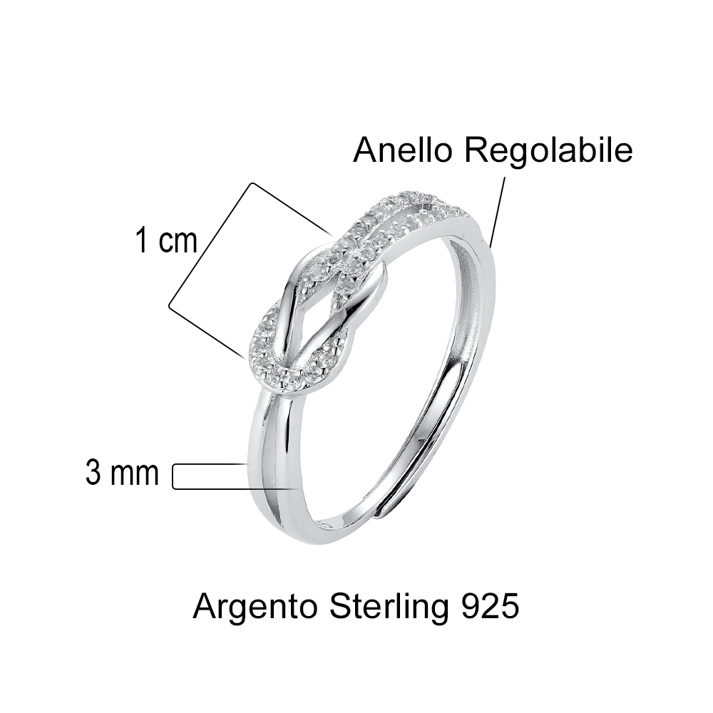 Anello Nodo da Donna in Argento Sterling 925 - A mia Sorella