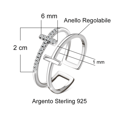 Anello da Donna in Argento Sterling 925 Per mia Moglie- Croce
