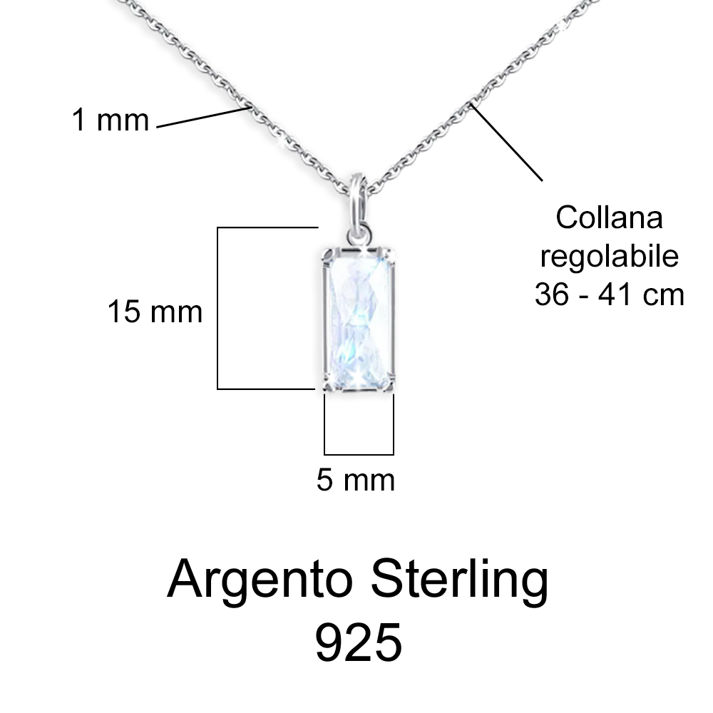 Collana Pietra di Luna Rettangolare in Argento Sterling 925 - A mia Nipote