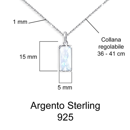 Collana Pietra di Luna Rettangolare in Argento Sterling 925 - A mia Nipote