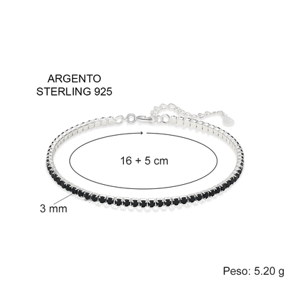 Bracciale Tennis Nero in Argento Sterling 925 - Caro Fratello