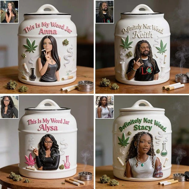 Barattolo Cannabis Personalizzato Ceramica Stash Jar Foto