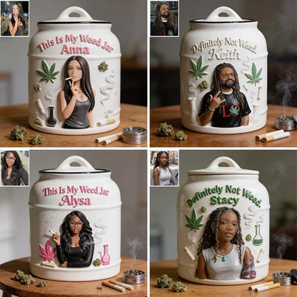 Barattolo Cannabis Personalizzato Ceramica Stash Jar Foto