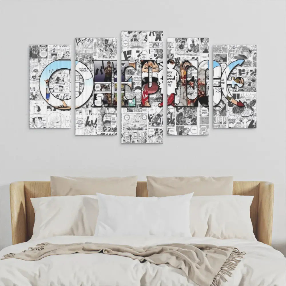 Quadri One Piece 5 Pezzi Set Canvas Multipannello Anime Manga da Parete