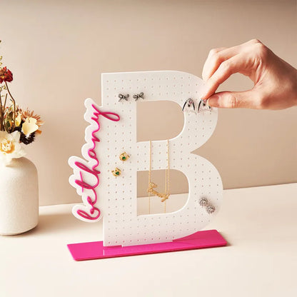 Porta Orecchini in Acrilico Personalizzato con Nome – Organizer Espositore Gioielli su Misura – Regalo per Lei e Festa della Mamma