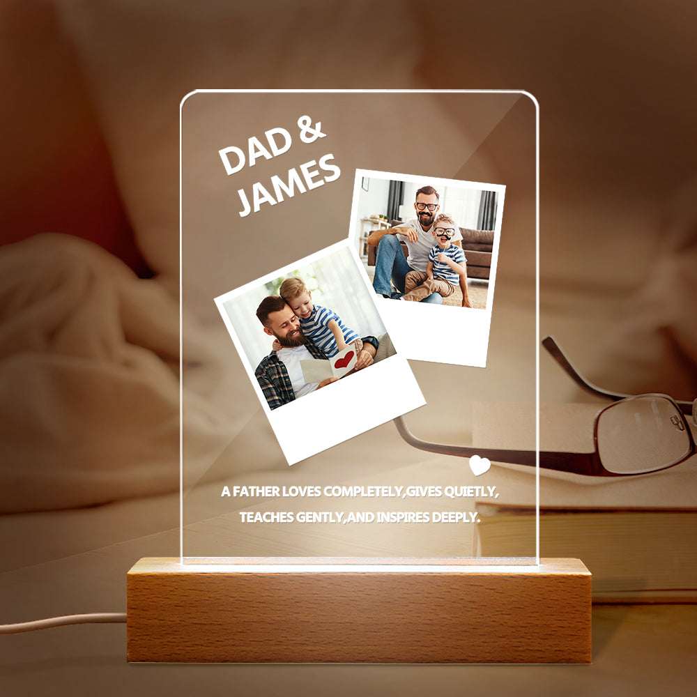 Lampada LED Personalizzata con Foto e Nome – Regalo Unico per la Festa del Papà e la Famiglia