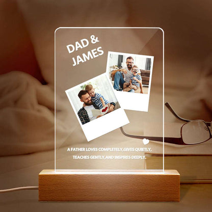 Lampada LED Personalizzata con Foto e Nome – Regalo Unico per la Festa del Papà e la Famiglia