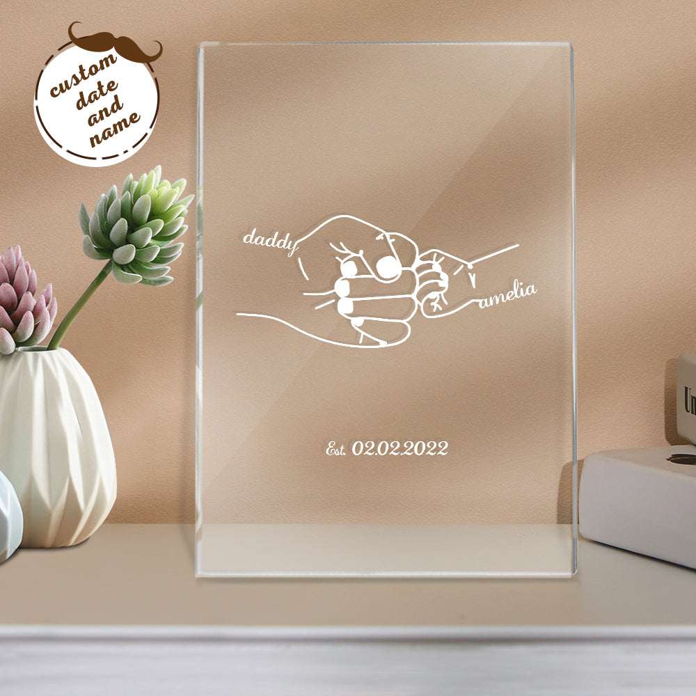 Lampada LED Personalizzata "Mano nella Mano" – Regalo Emozionale per il Papà con Nome e Data
