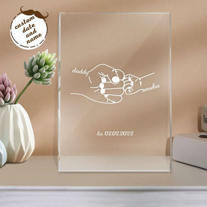 Lampada LED Personalizzata "Mano nella Mano" – Regalo Emozionale per il Papà con Nome e Data